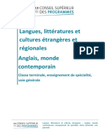 Anglais Monde Contemporain Ce Projet de Programme A T Remis Au Ministre en Mars 2020 Et Rentrera en Vigueur La Rentr e 2020 66051