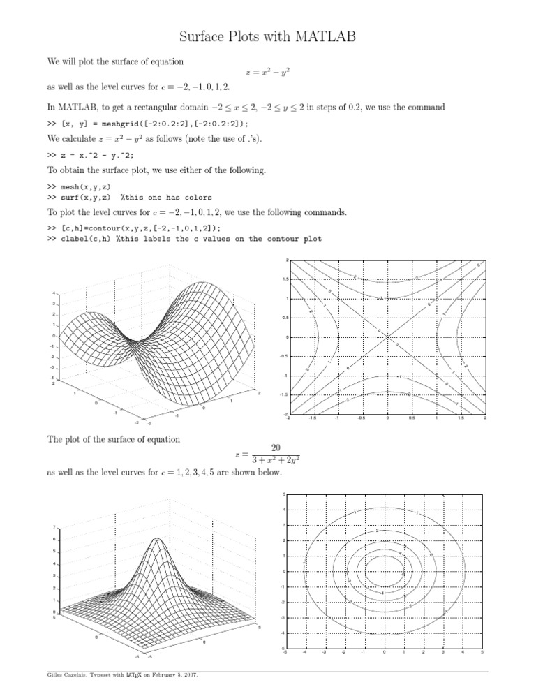 MATLAB Surface Plotting Techniques | PDF | Teaching Methods & Materials
