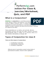 Perform: Conjunction For Class 8, Types, Exercise/Worksheet, Quiz, and PDF