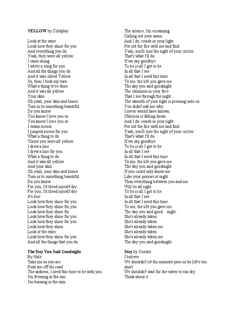 Song Lyrics PDF