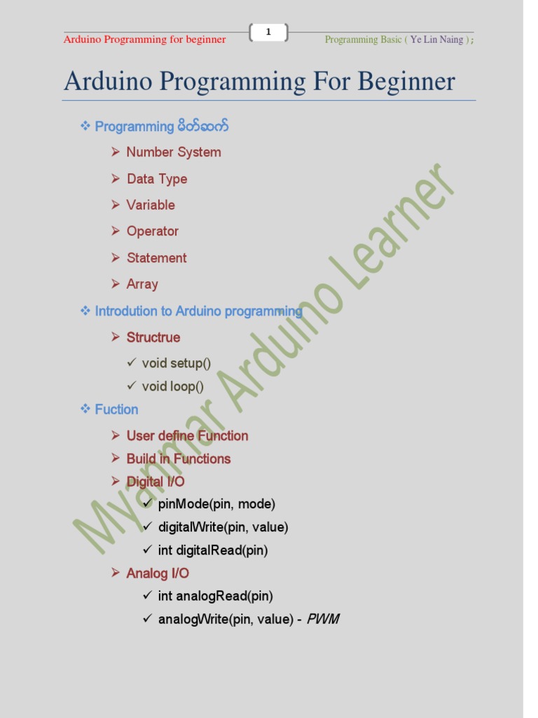 Arduino Programming For Beginner | PDF