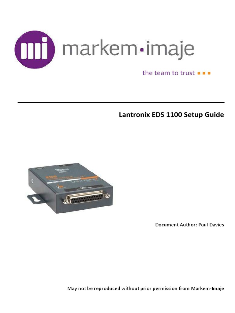 Lantronix EDS 1100 Setup Guide V1 PDF Ip Address Computing