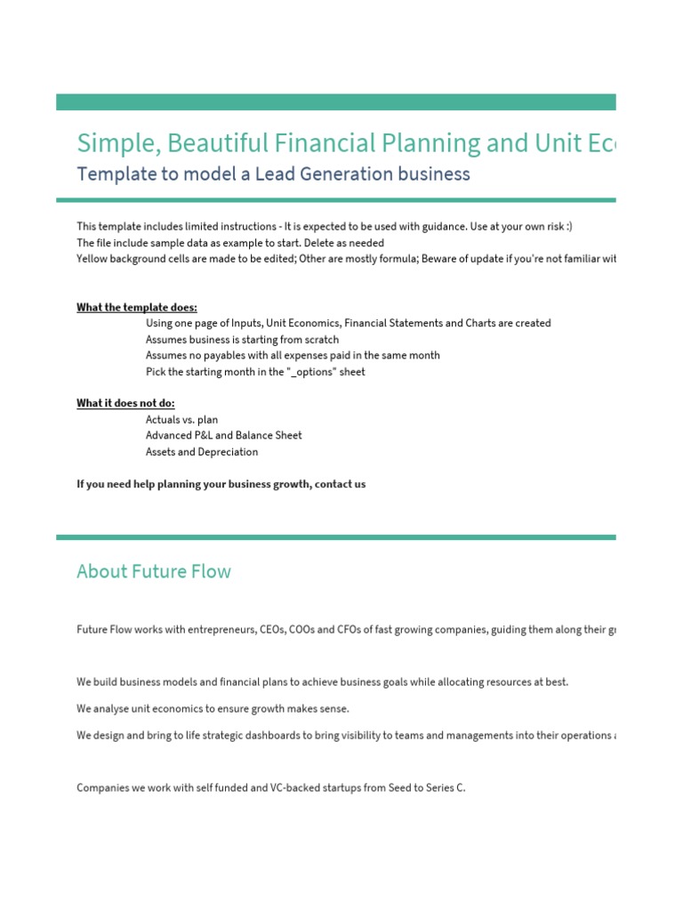 Unit Economics Template for Startups | PDF | Equity (Finance) | Income ...