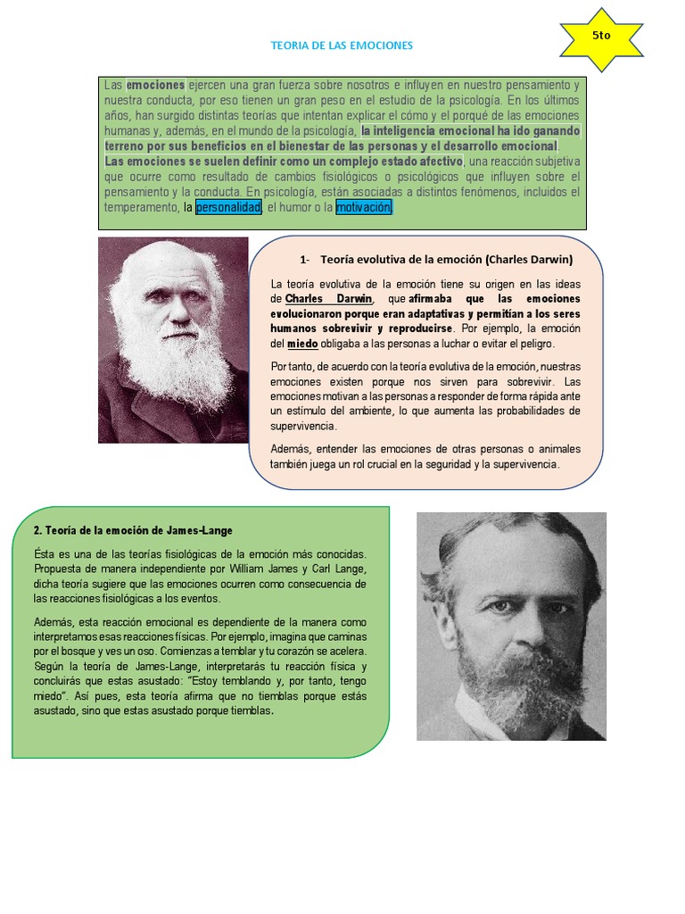 Teorias de Las Emociones 5to | PDF | Las emociones | Evolución