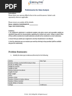 Preliminaries For Data Analysis: Problem Statements