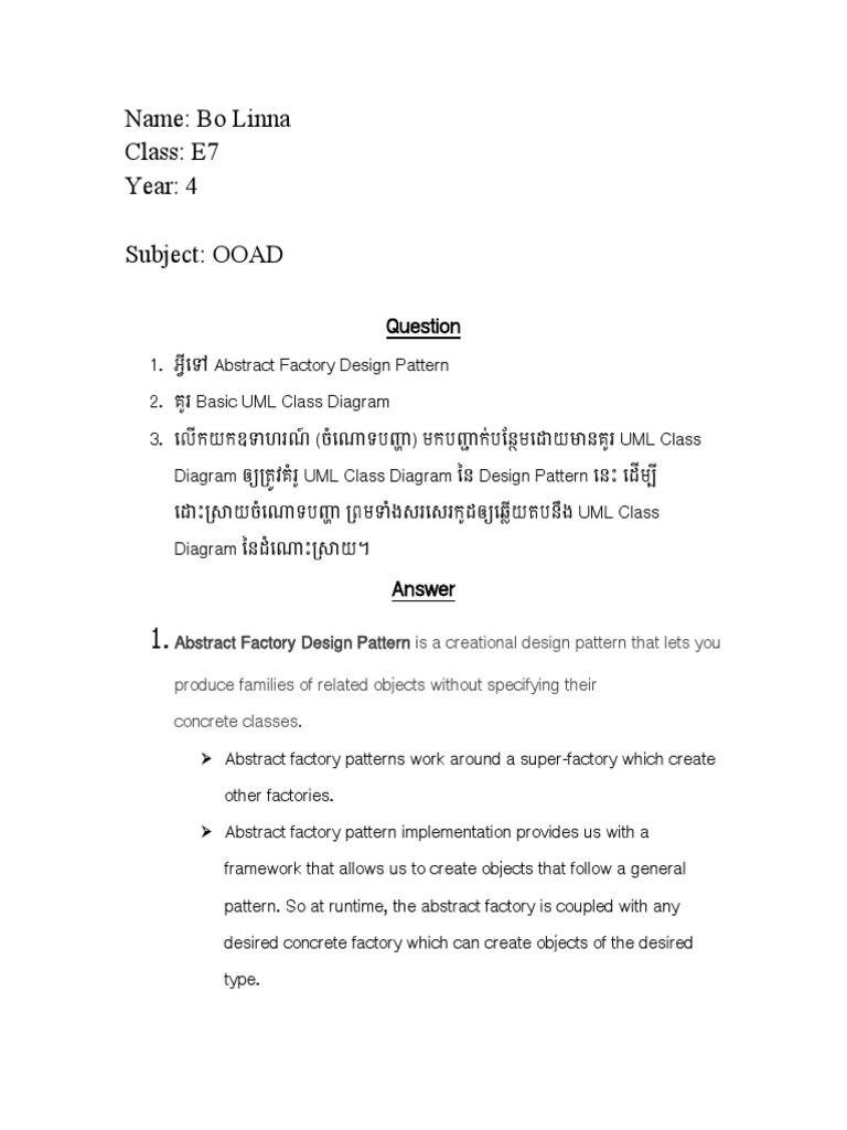 BO LINNA-Abstract Factory | PDF | Class (Computer Programming ...