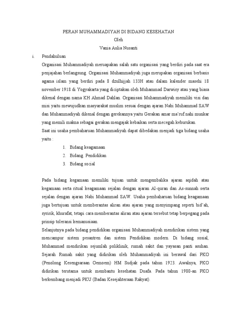 Peran Muhammadiyah dalam Pendidikan dan Kesehatan