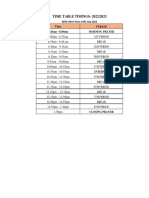 TIME TABLE TIMING - 2022-2023 With Effect From 14th July