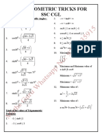 Trigonometric Tricks For SSC CGL: Trigonometric Ratios of Specific Angles