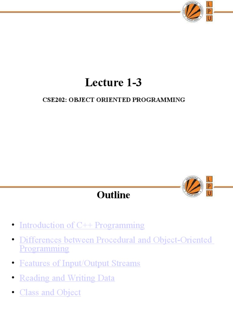 Lecture 1-3: Cse202: Object Oriented Programming | PDF | C++ | Class ...