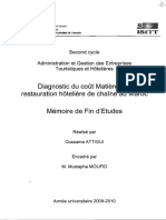 Diagnostic Du Coût Matières en Restauration Hôtelière de Chaîne Au Maroc