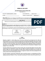 RPMS SY 2021-2022: Teacher Reflection Form (TRF)