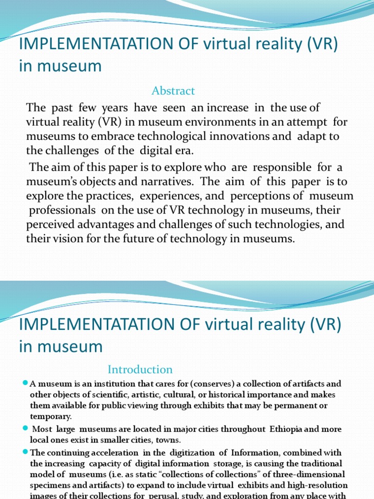 Virtual Reality in Ethiopian Museums | PDF | Virtual Reality | Museum