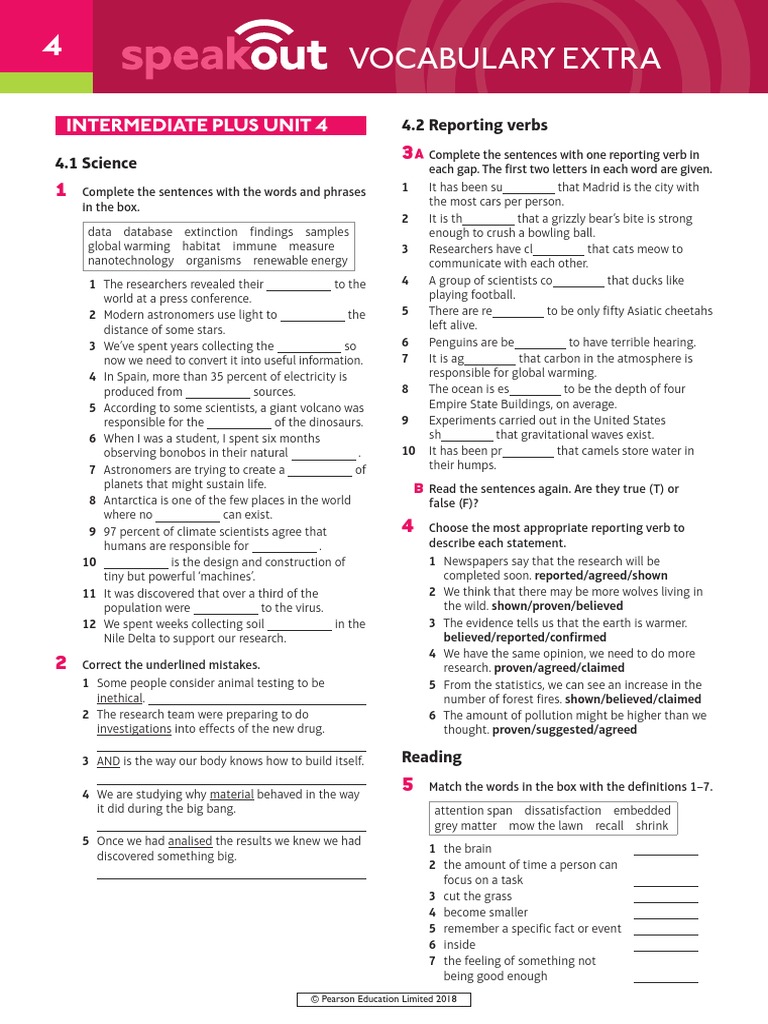 Speakout Vocabulary Extra Intermediate Plus Unit 4 | PDF | Internet ...