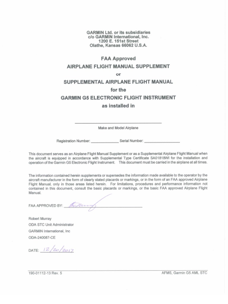 G5 Flight Manual Supplement | PDF | Measuring Instrument | Aviation