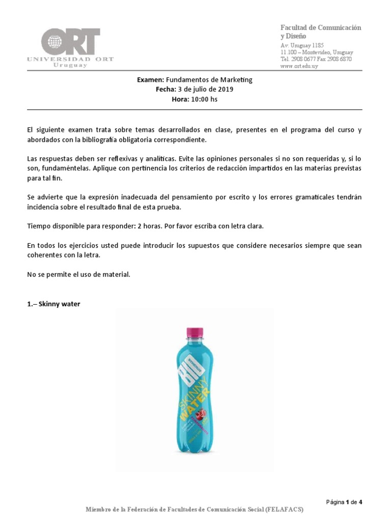 Examen de Fundamentos de Marketing 2019 | PDF | Producto (Negocio ...