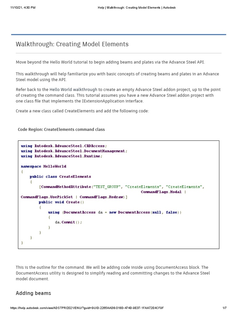 Help - Walkthrough - Creating Model Elements - Autodesk | PDF | Beam ...