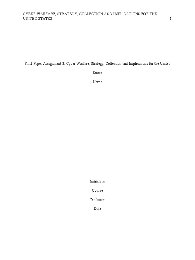 Final Paper Assignment 3 | PDF | Security | Cyberwarfare