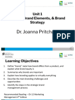 Unit 1 Brands, Brand Elements, & Brand Strategy: Dr. Joanna Pritchard