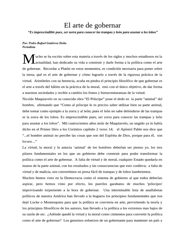 El arte de gobernar y la virtud política | PDF | Virtud | Moralidad