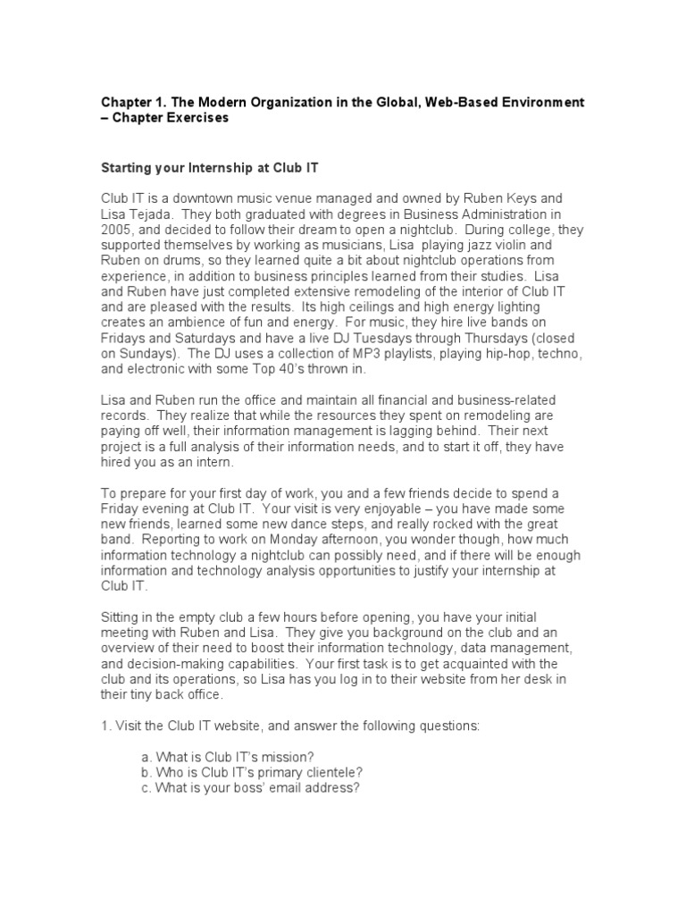 Club IT Internship: Tech and Business Insights | PDF | Microsoft Excel ...