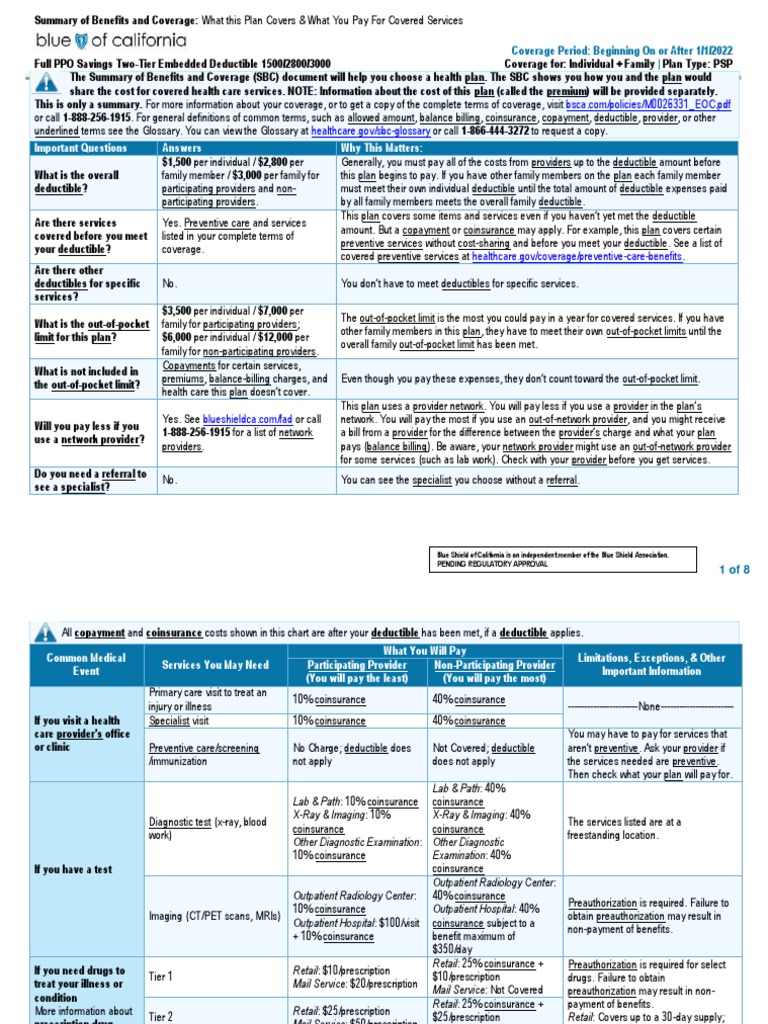 2022 Blue Shield HDHP HSA SBC Scribd PDF Prescription Drugs Radiology