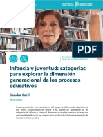 Infancia y Juventud: Categorías para Explorar La Dimensión Generacional de Los Procesos Educativos