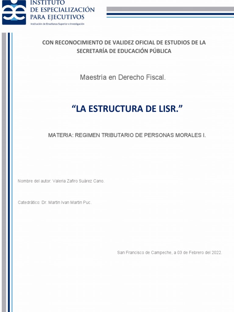 Estructura del LISR en México | PDF | Impuesto sobre la renta | Impuestos