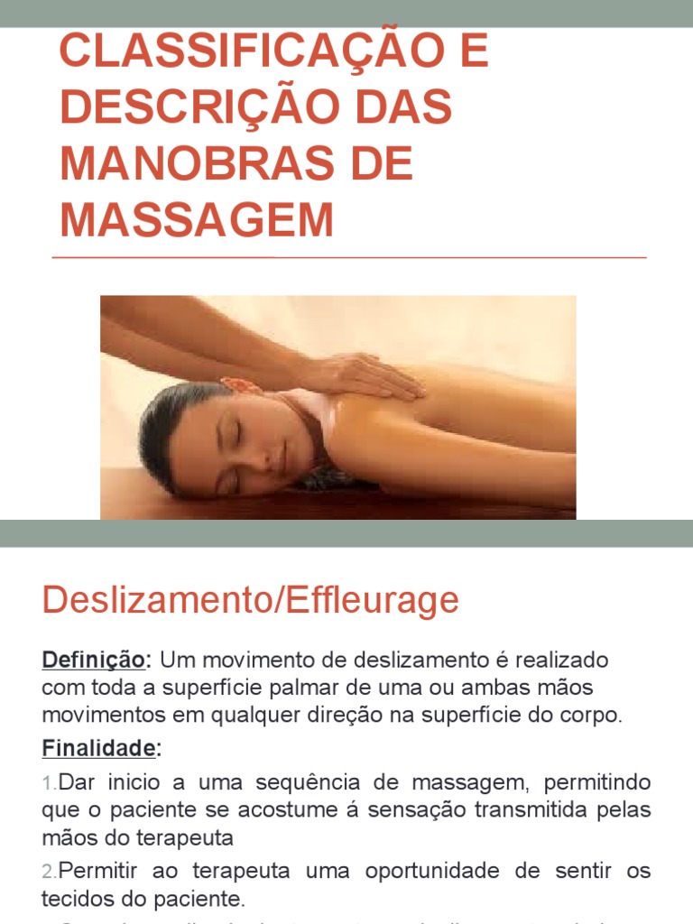 Classificação das Manobras de Massagem | PDF | Massagem | Atrito