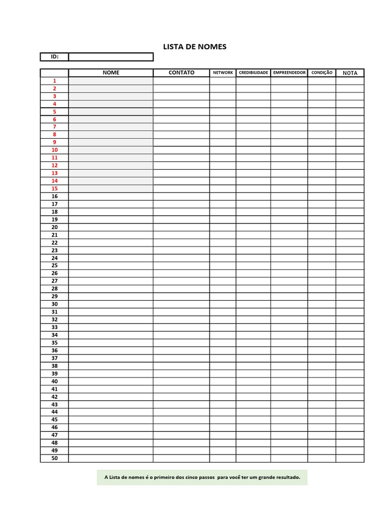 Lista De Nomes 1 Pdf
