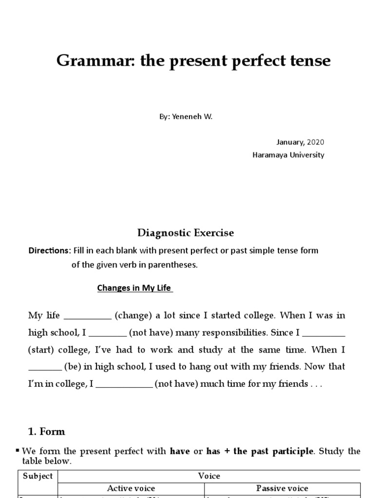 Understanding Present Perfect Tense | PDF | Grammatical Tense | Verb