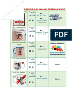 Catálogo precios sublimación personalizados tazas agendas