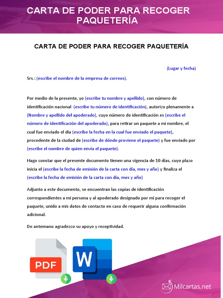 Carta Poder para Recoger Paquete | PDF