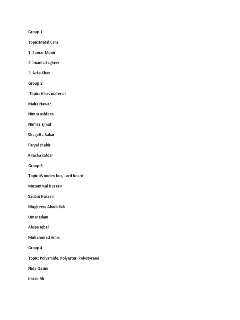 Food Packaging Groups | PDF