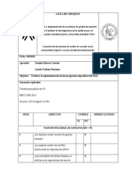 Lista de Chequeo Plan de Capacitación