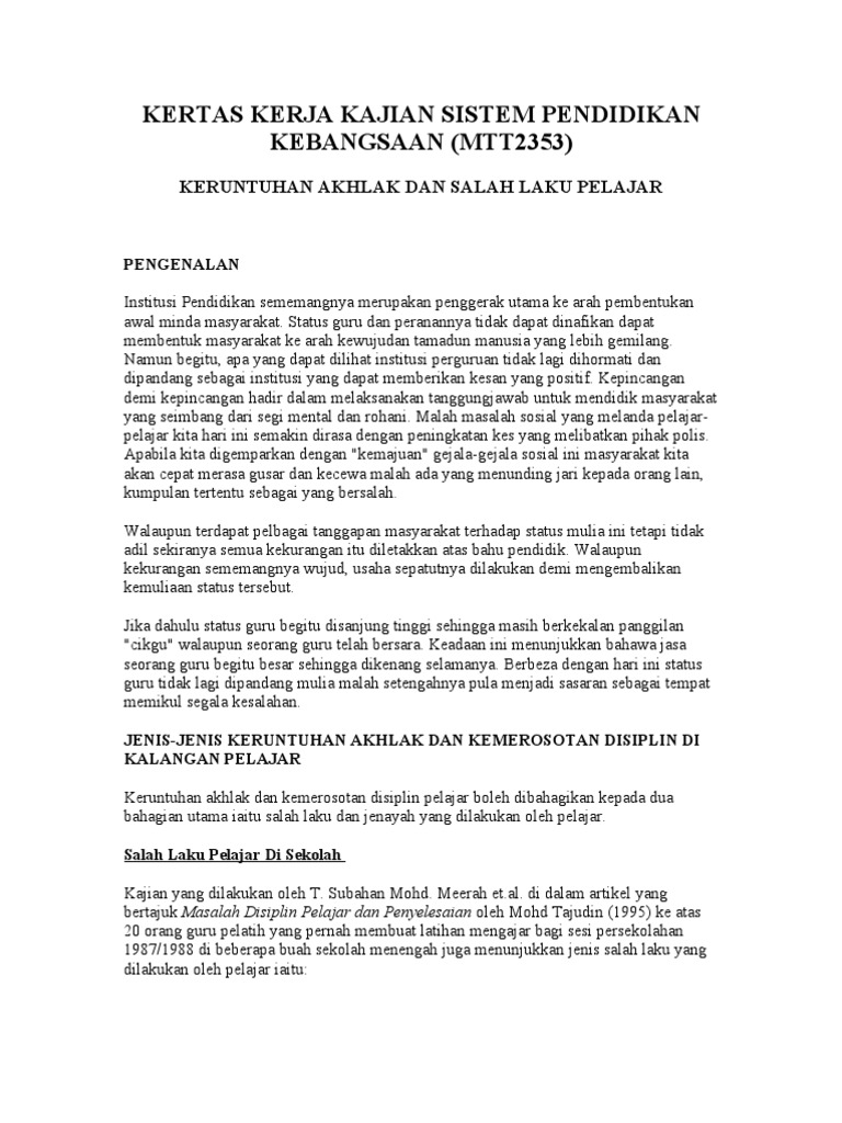 Karangan Keruntuhan Akhlak Pdf