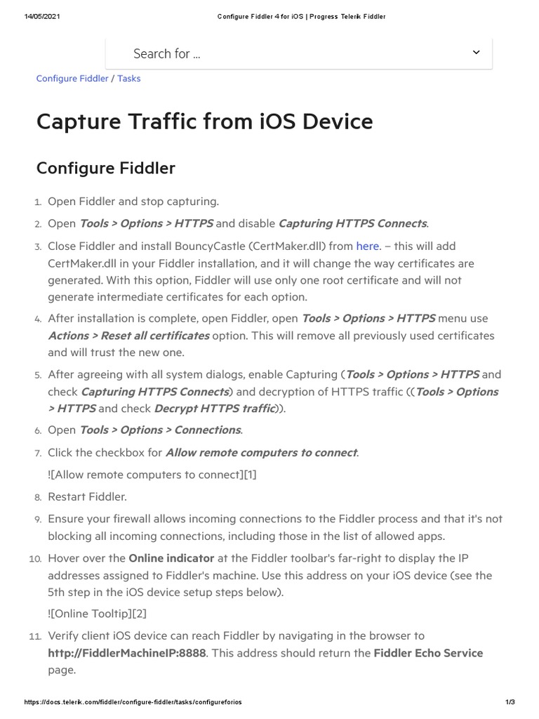 Configure Fiddler 4 For iOS - Progress Telerik Fiddler | PDF | Ios ...