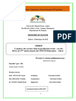 L'Analyse Des Erreurs Dans La Production Écrite