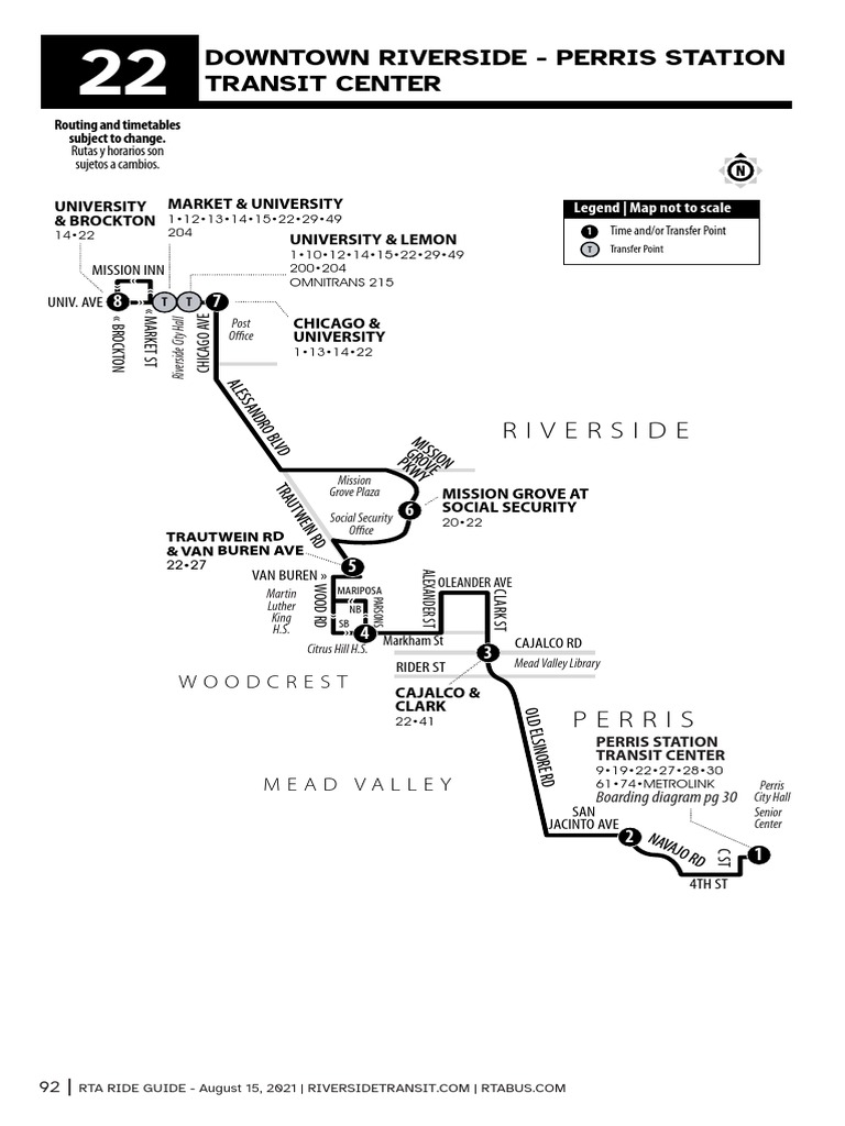 Route 22 Schedule and Map Providing Transportation Options in