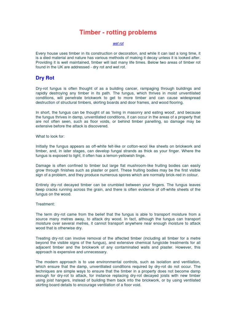 Dry Rot & Wet Rot | PDF
