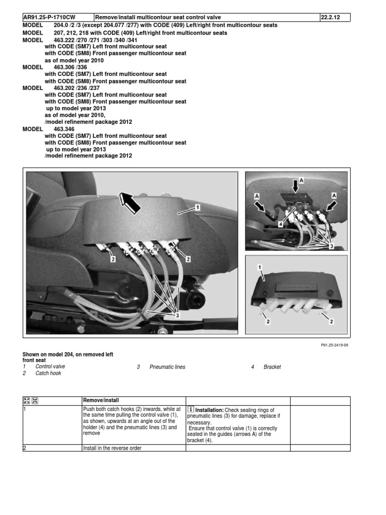 Multicontour Seat Control Valve Removal | PDF