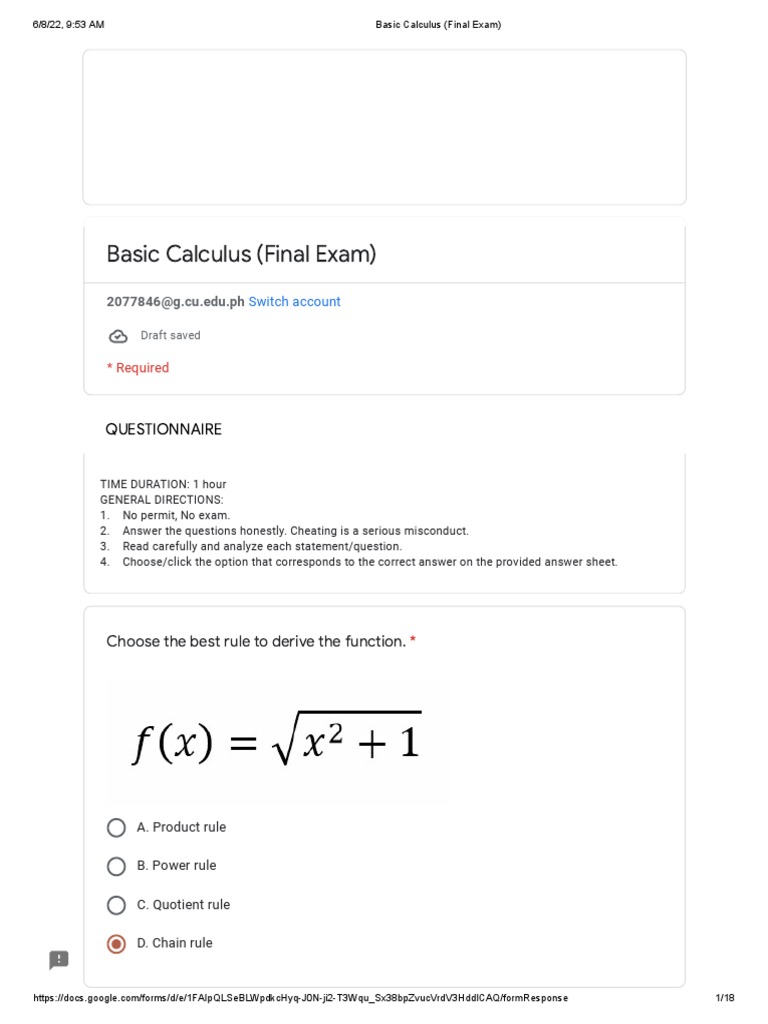 Basic Calculus (Final Exam) | PDF | Derivative | Calculus