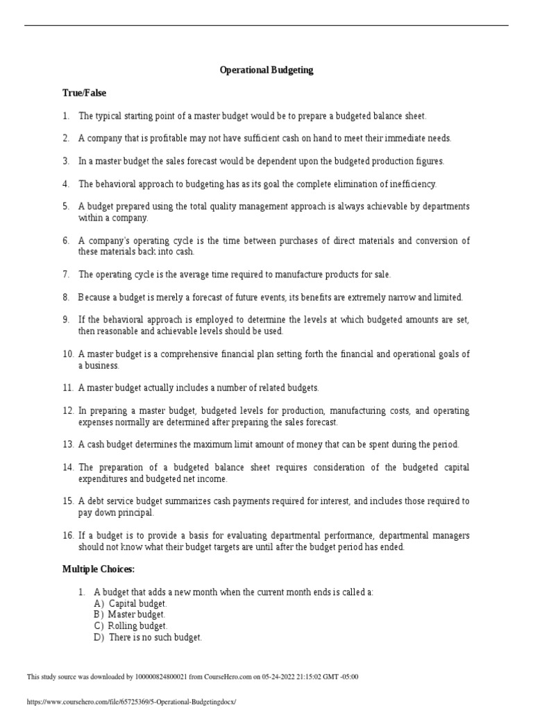 Understanding Operational Budgeting | PDF | Budget | Expense