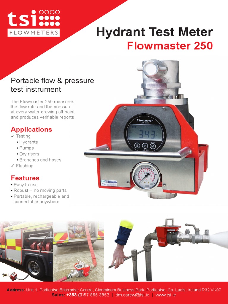 Hydrant Test Meter: Flowmaster 250 | PDF | Flow Measurement | Battery ...