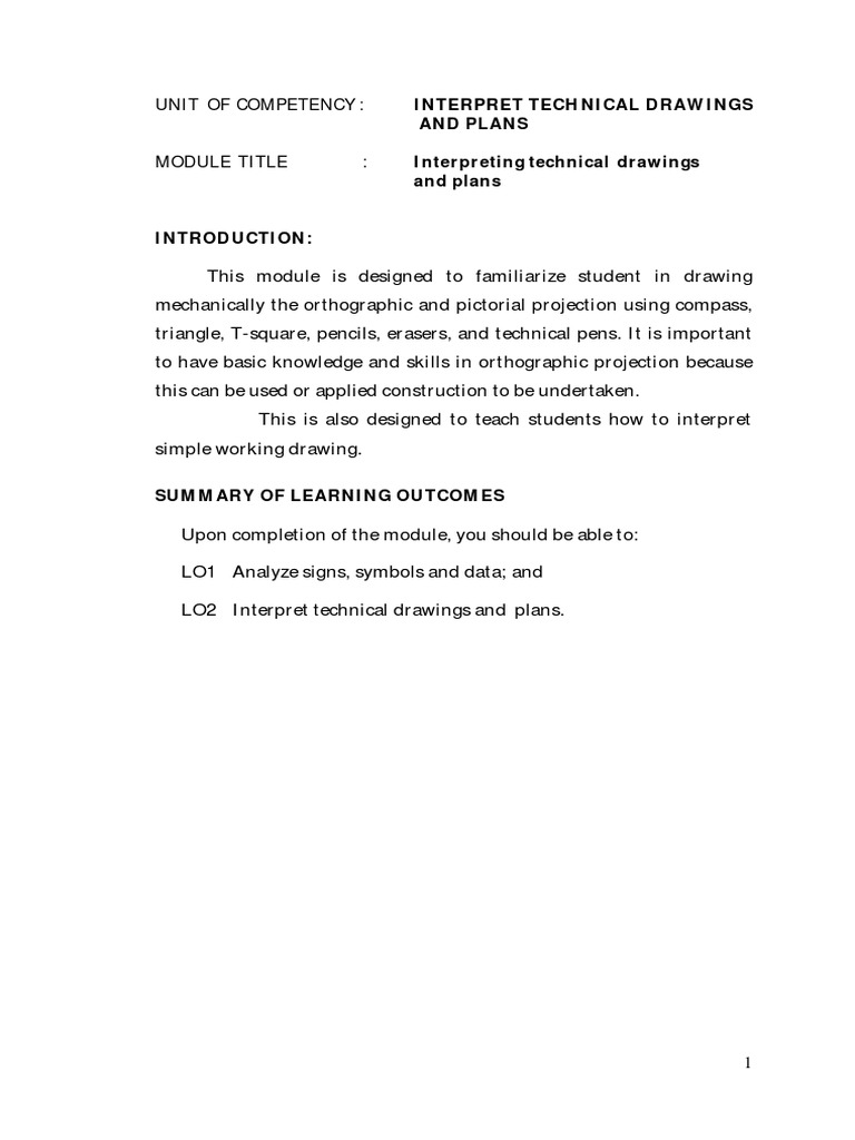 Common Competency 2 - Interpret Technical Drawings and Plans | PDF ...