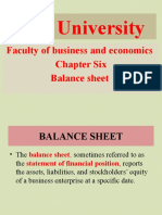 Golis University: Faculty of Business and Economics Chapter Six Balance Sheet