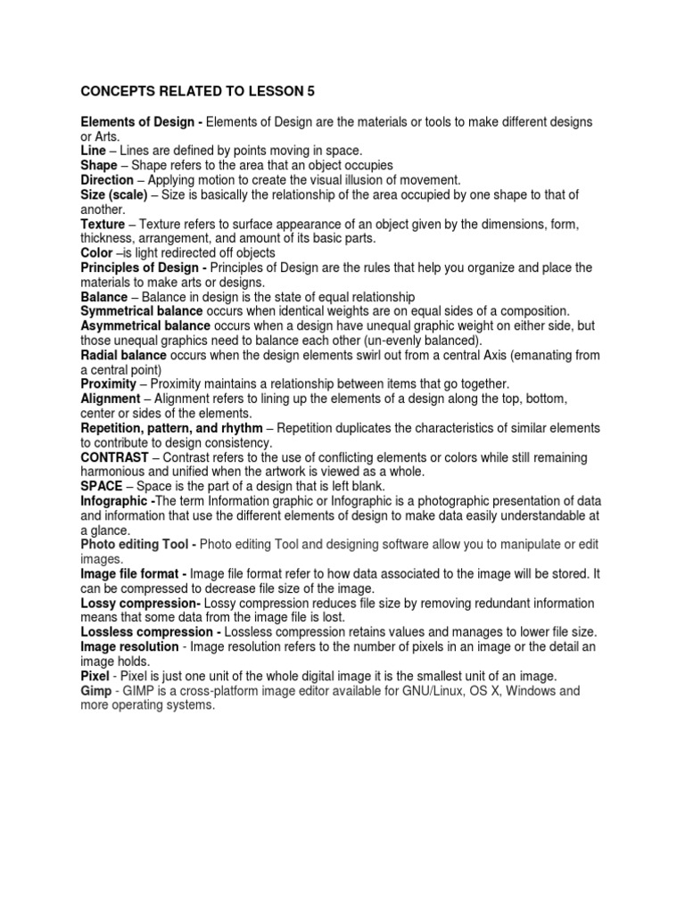 Concepts Related To Lesson 5 | PDF | Image Editing | Data Compression