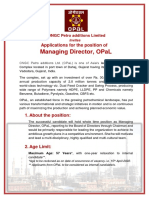 Managing Director, Opal: Applications For The Position of