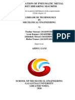 Fabrication of Pneumatic Metal Sheet Shearing Machine: Bachelor of Technology IN Mechanical Engineering