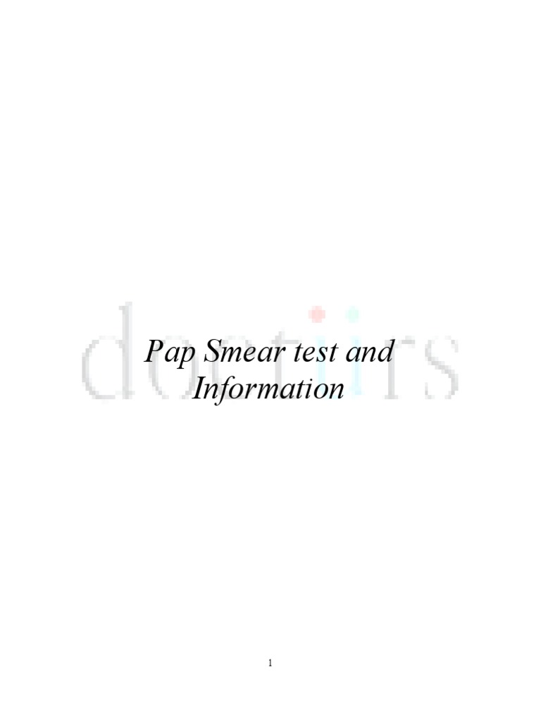 Pap Smear Test and Information PDF Cervical Cancer Cytopathology